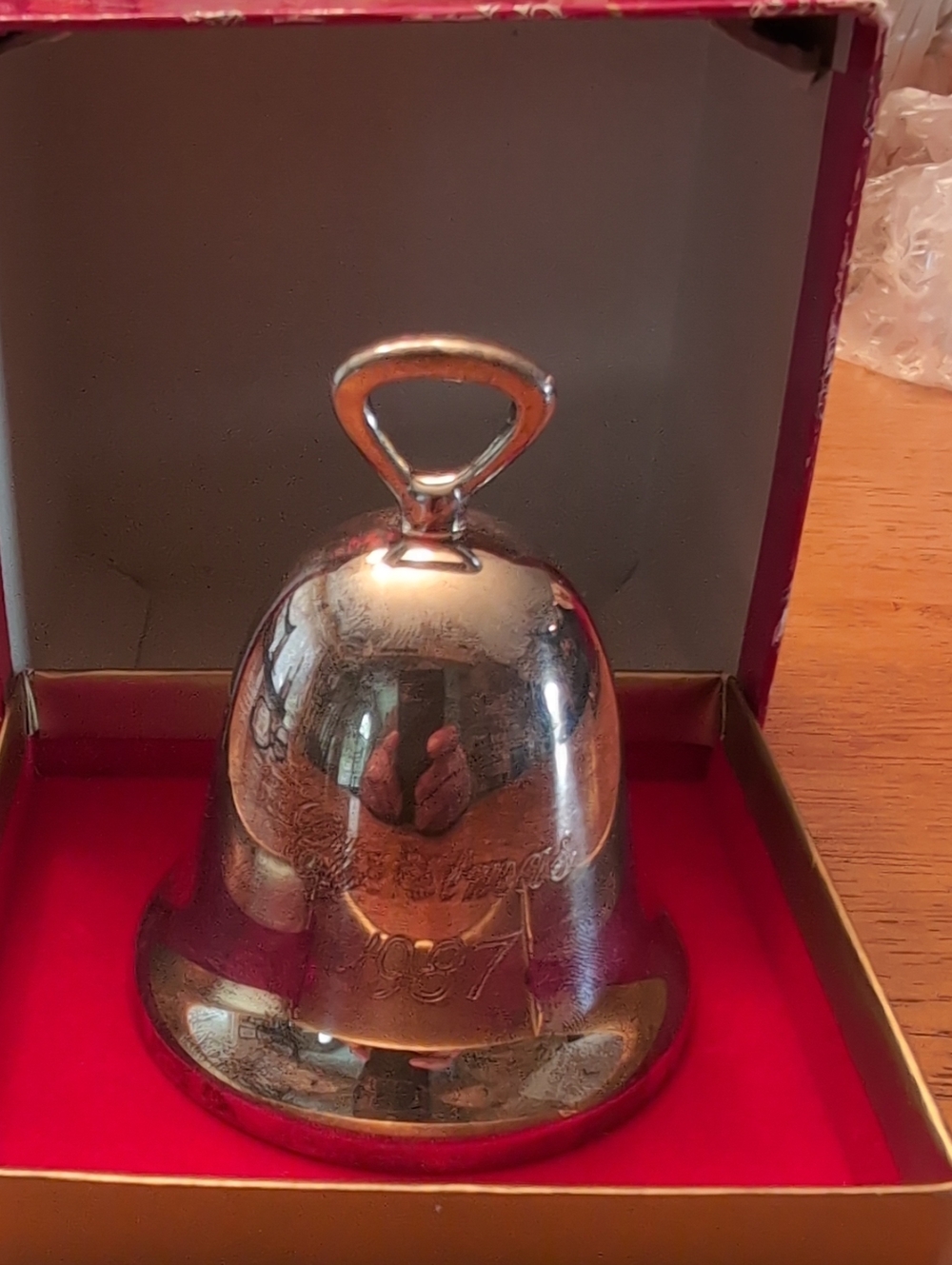 Vintage 1987 Reed & Barton Silverplate Christmas Bell Ornament with Box